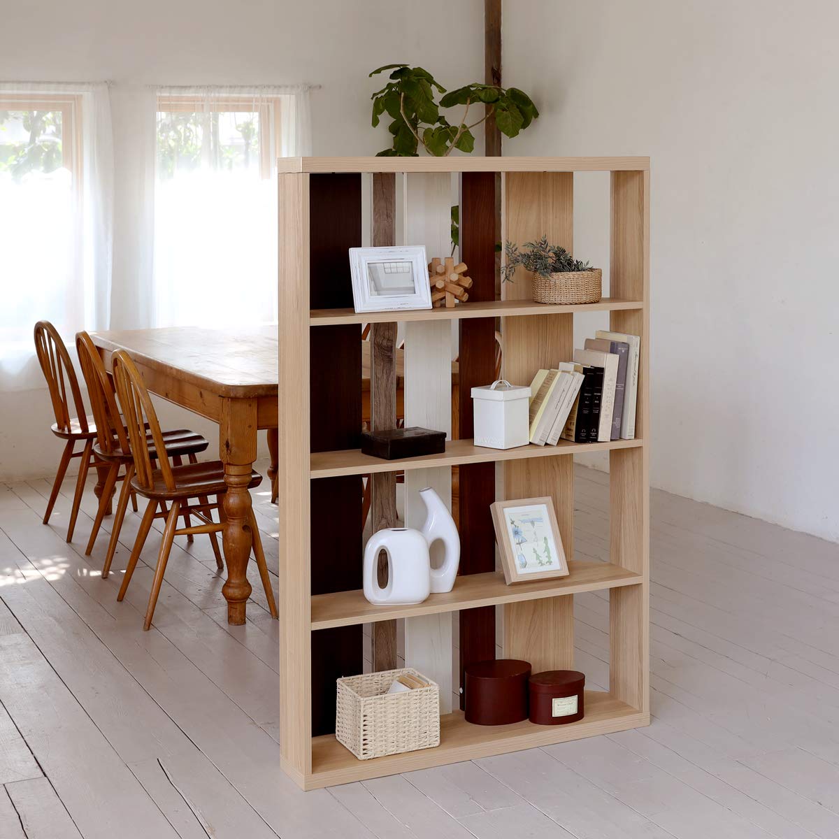 Amazon｜白井産業 パーティション ラック 本棚 ナチュラルブラウン 幅