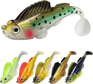 GOTOUR Pre-Rigged Soft Fishing Lures with Weedless Hidden Hook, Lifelike Paddle Tail Swimbaits for Bass Fishing, Freshwater & Saltwater Fishing Bait for Bass, Pike, Trout, and Walleye. (2.8in / 0.4oz)