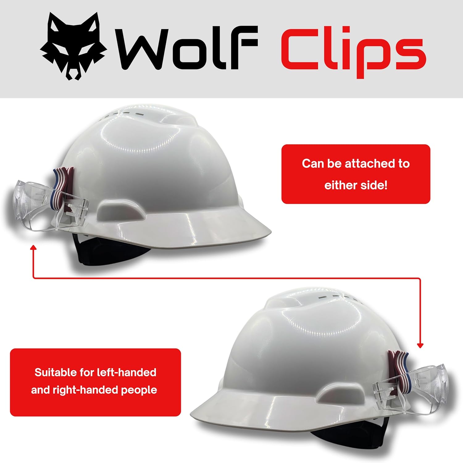 Hard Hat Clip Collection - Safety Glasses - Red, White & Blue