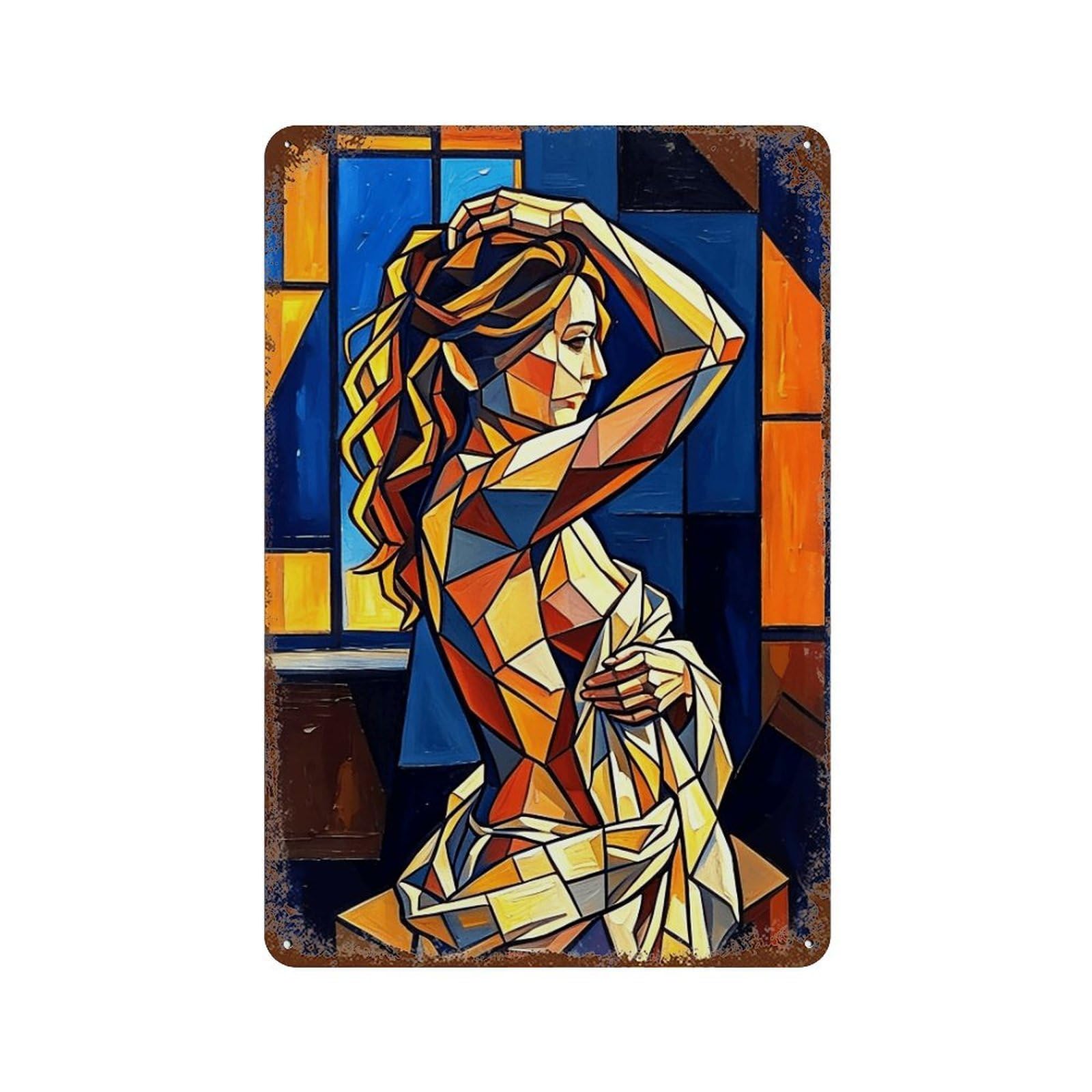 MGHTGRWE Cubist Bathing Lady (5) Poster Wall Art Iron Vintage Metal Tin Sign Modern Home Cofffee Club Art Bar Shop Decor 30x20cm