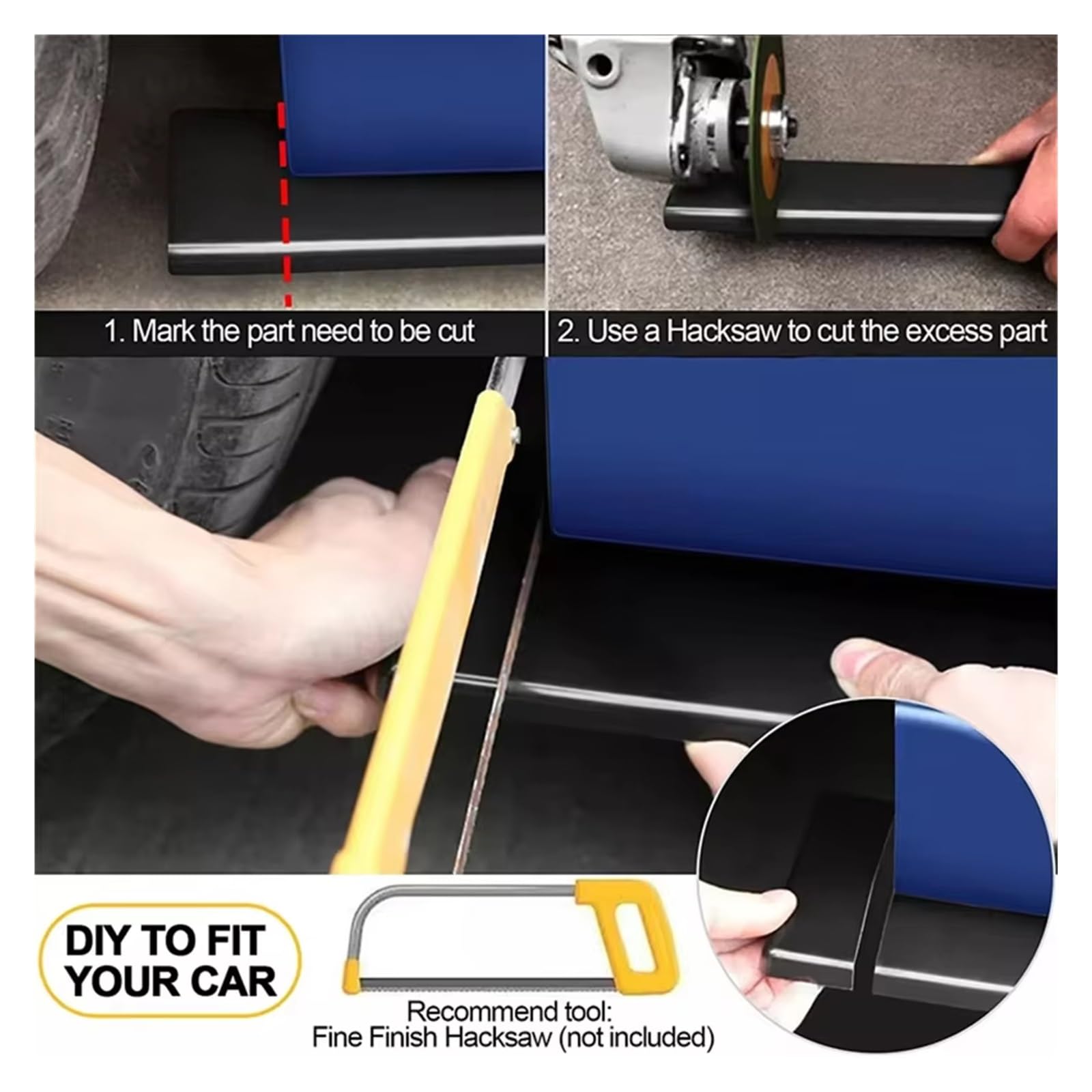 Minigonne Laterali Veicoli Per Ford Per Mondeo Per Focus Per Fiesta Per ST Per RS ​​2.2m Minigonne Laterali Per Auto Estensione Rocker Splitter Diffusore Alette Ali(Glossy Black)