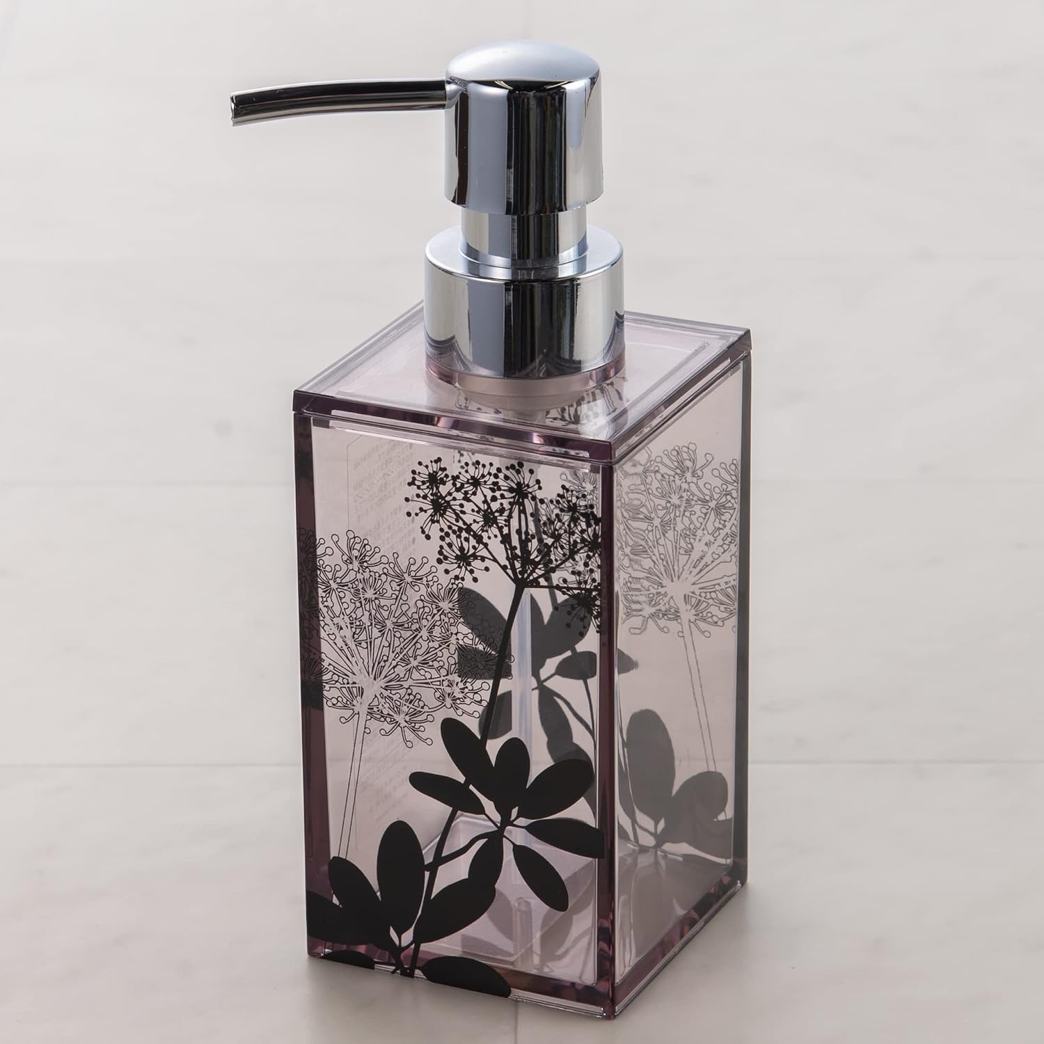 Senko 56278 Salina Mousse Bottle, Foam, Approx. 2.6 x 2.6 x Height 6.9 inches (6.5 x 6.5 x 17.6 cm), Capacity Approx. 9.2 fl oz (260 ml), Brown, Modern Plants Pattern