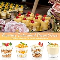 Vista 3 de TOFLEN Paquete de 50 Mini Tazas de Postre de 5 oz con Cucharas, Tazas para Pastel Redondas, Tazas de Servir para Fiestas para Parfait, Aperitivos