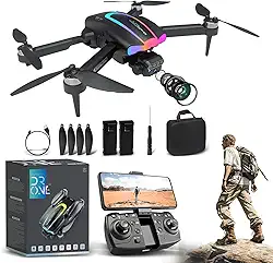 Drone com Câmera 4K, WiFi FPV Brinquedos Educativos, Controle Remoto Drone Profissional, 2 Baterias 3.7V 1800mAh, Alcance 100m, Com Bolsa de Transporte, Brinquedos Educativos Aniversário(XT105)