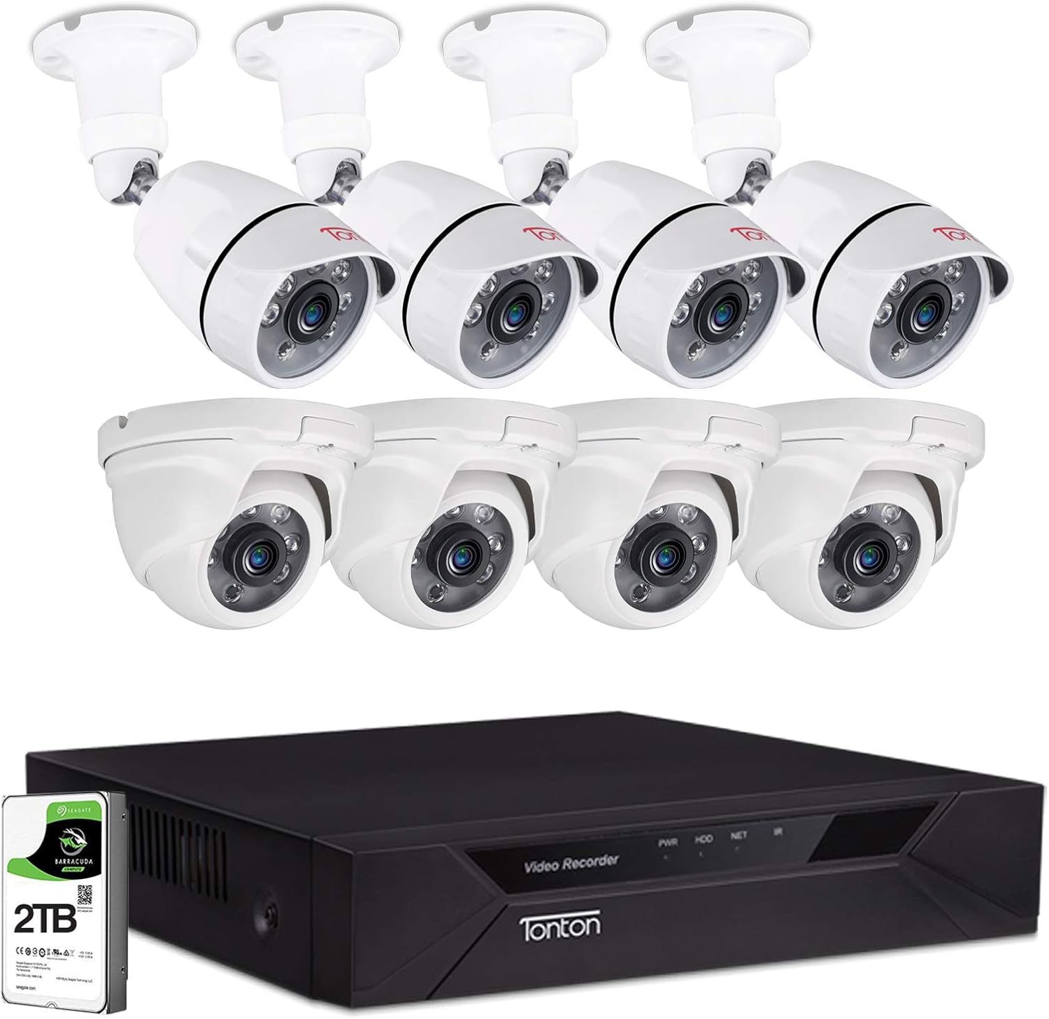 Tonton 8CH Full HD 1080P CCTV Security Surveillance System, 5in1 DVR