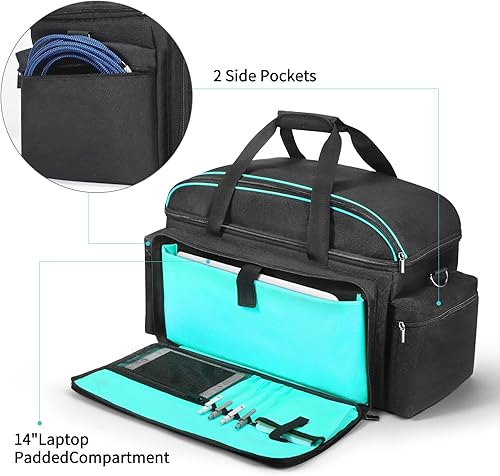 Miniatura 6 de Bolsa de DJ para concierto, bolsa grande para archivos de cable de DJ, organizador de almacenamiento de equipo de DJ con parte inferior acolchada