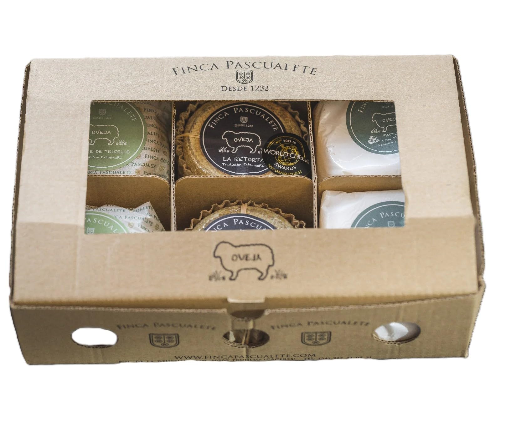 Pack 6 Mini Quesos Finca Pascualete – Retorta x2 – Cumbre de Trujillo x2 – Pastura con Trufa x2 – Quesos de Oveja Artesanos Extremeños – Para Regalar o Capricho Gourmet – CORAZON EXTREMEÑO