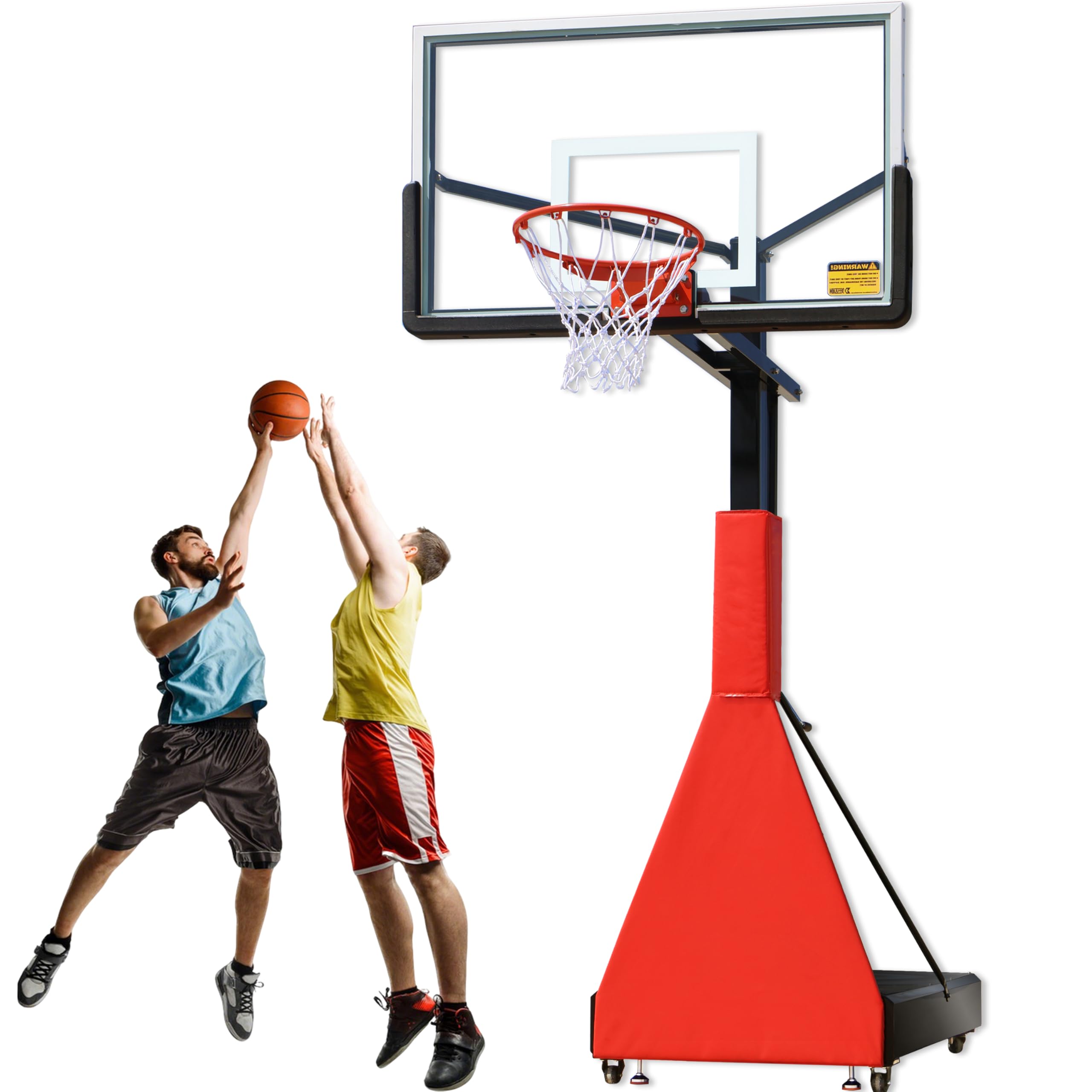 View 1 of **WILL BE ON A PALLET. WILL NEED TRUCK FOR PICKUP.  scrapes/dents**Portable 55” Box Basketball Hoop with Wheels - 6ft-10ft Adjustable Height Mobile Goal System with Locking Casters for Driveway, Backyard & Outdoor Use, Moveable Basketball Hoop Outdoor