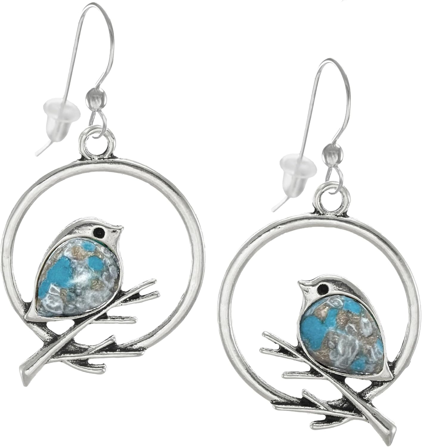 Sterling Silver Bird Branch Minimalist Unique Inlaid Boho Earrings, Necklace, or Necklace and Earring Set, Bird Jewelry Stainless Steel, Sterling Silver