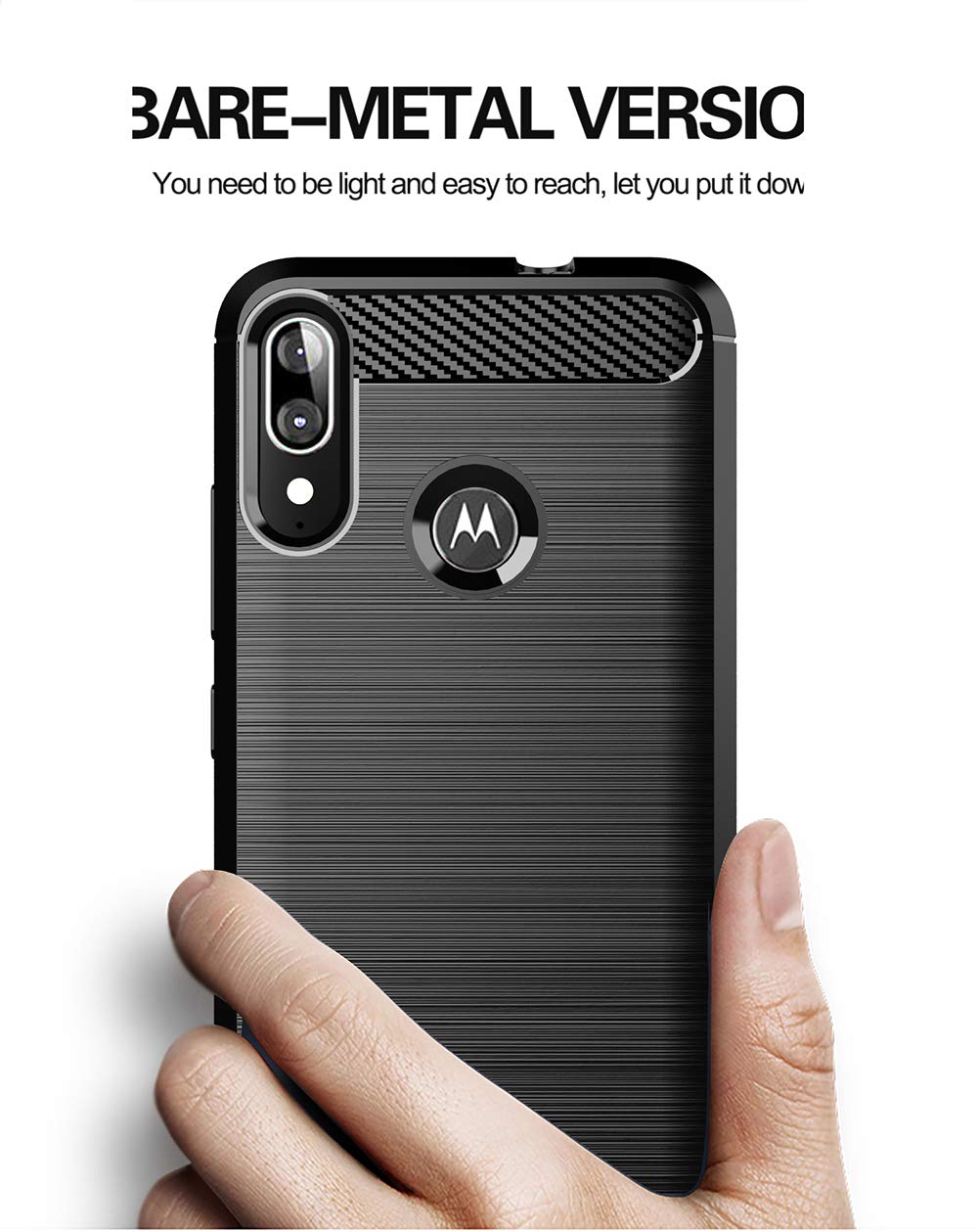NOKOER Cover per Motorola Moto E6 Plus, Silicone TPU Slim Phone Case [Dissipazione del Calore] [Anti Impronta Digitale] Antiurto Cover per Motorola Moto E6 Plus Smartphone - Nero