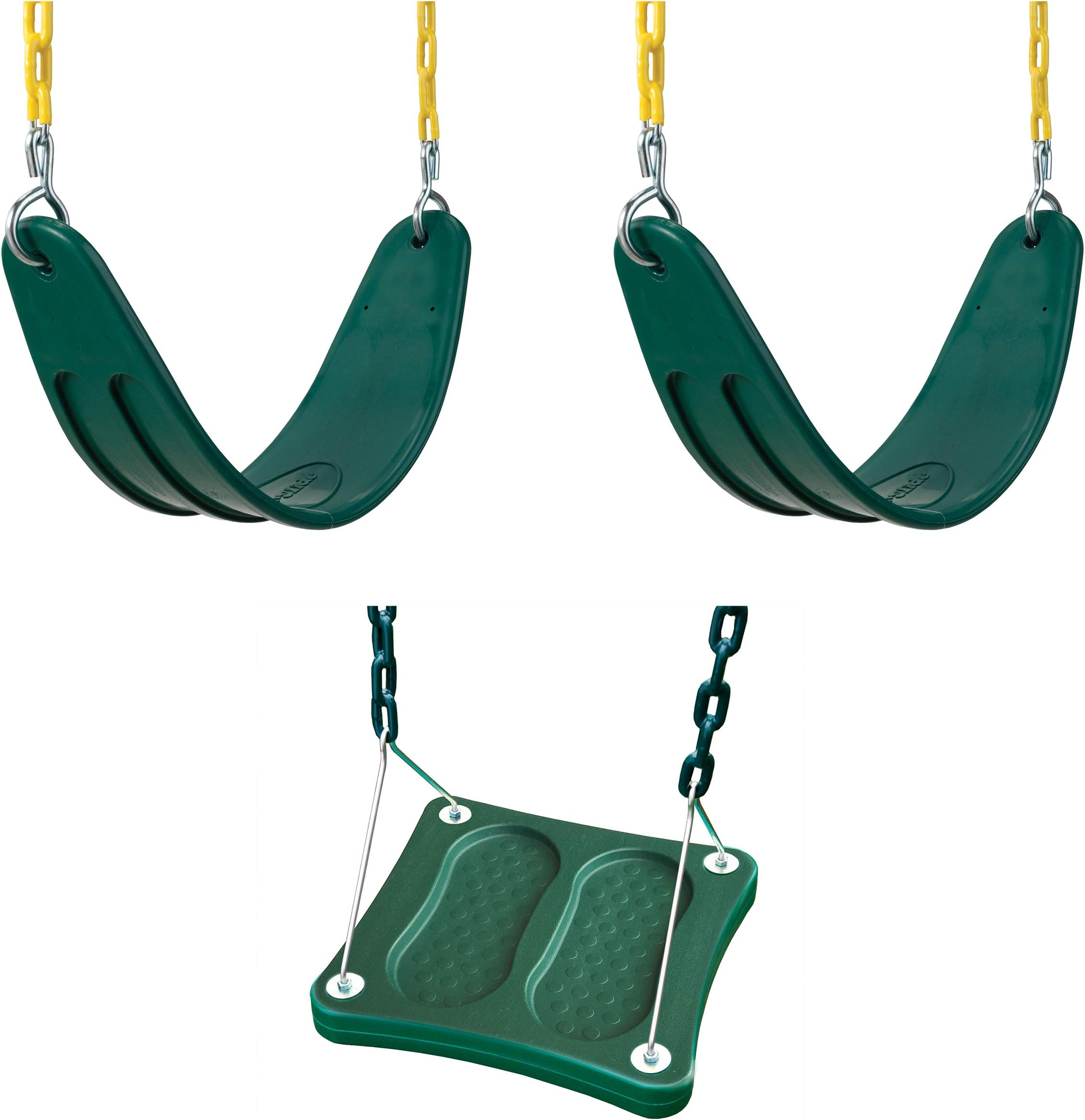 Swing-N-Slide WS 5109 Two Extreme Duty Green Swing Seats with a Stand-Up Swing Swing Set Refresher Bundle, Green