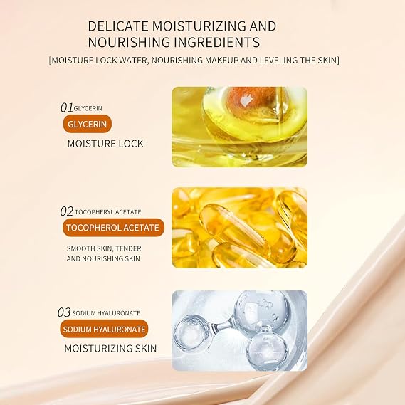 BLUE LOVE Liquid Foundation Makeup Full Coverage - Tinted Moisturizer for Combination & Oily Skin, Waterproof BB Cream Concealer for Mature Skin (Ivory White)