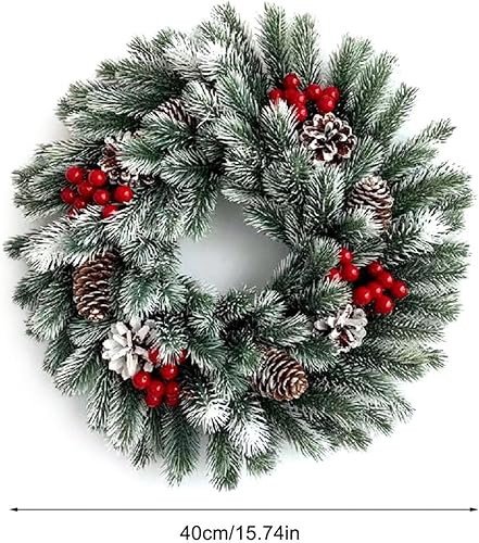 Miniatura 2 de CAREG - Guirnalda artificial para ventana, decoración del hogar, conos de pino de PVC, adorno de Navidad para puerta delantera, corona nacional