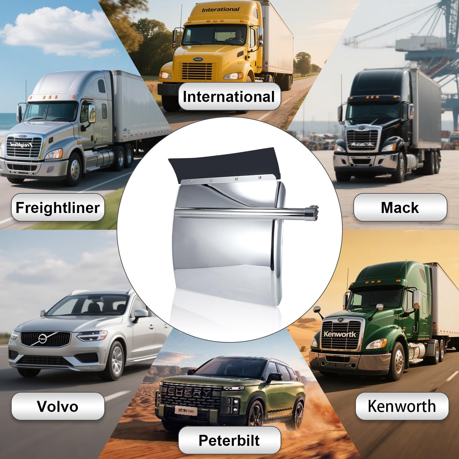 24" x 24" Semi Truck Fenders Fenders with Tube Bracket and Mounting Hardware Fit for Freightliner Kenworth Volvo Peterbilt Mack International (Set of 2) (Style-2)