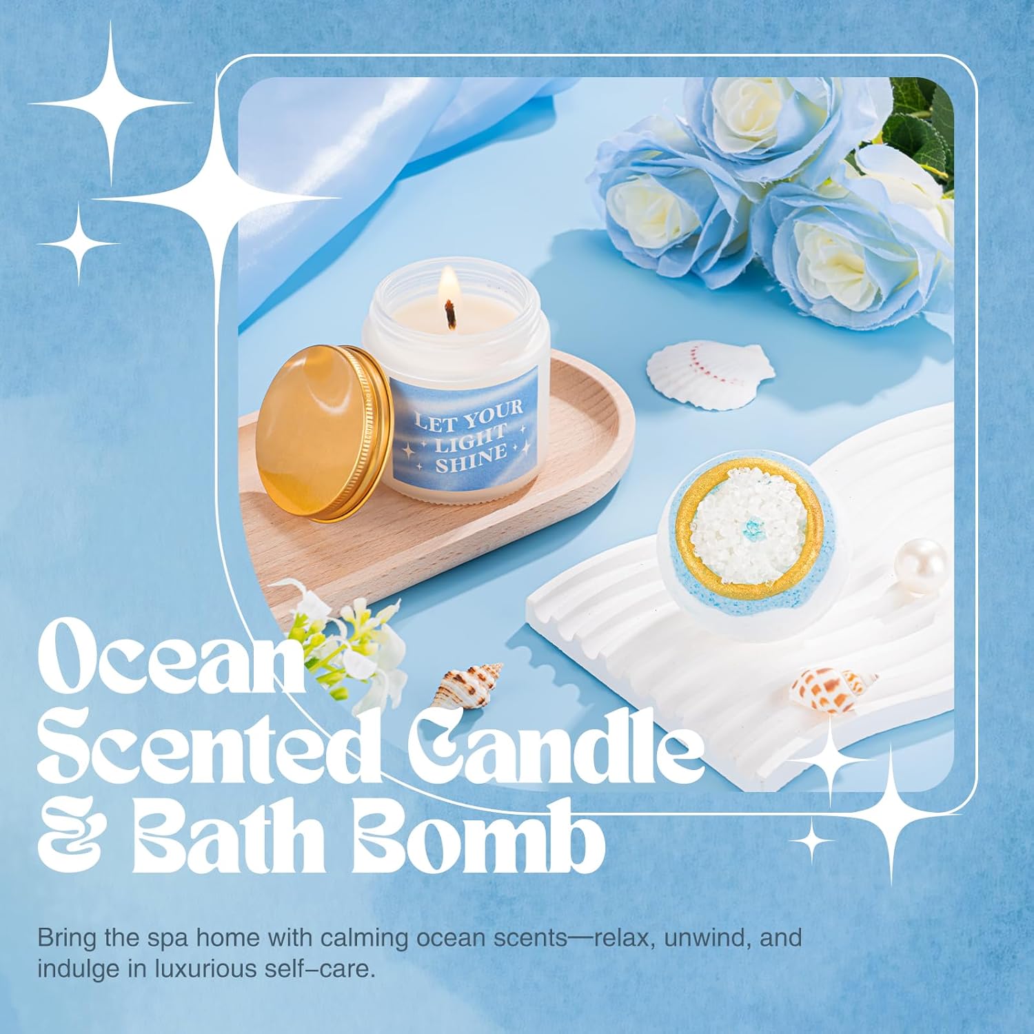 Gifts for Women, 8pcs Ocean Happy Birthday Gifts for Women, Christmas Ideas Inspirational Get Well Soon Gift Baskets Mothers Day Box w/ Seashell Tote Bag for Her Mom Sister Friend Friendship - Image 7