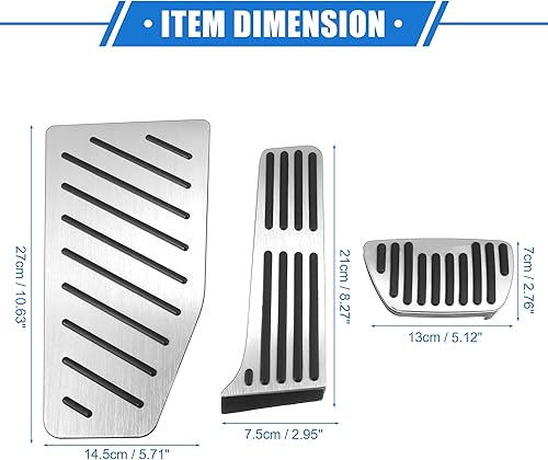 Miniatura 6 de Juego de 3 almohadillas para pedal de freno de acelerador de gas de automóvil, compatible con Toyota RAV4 2019-2021, aleación de aluminio