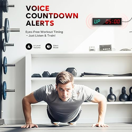 Miniatura 4 de Dienmern Large Digital Gym Timer Remote Control Gym Clock Wall with Interval Timer, 9 Custom Modes Countdown Timer UPStopwatch, Workout Timer for