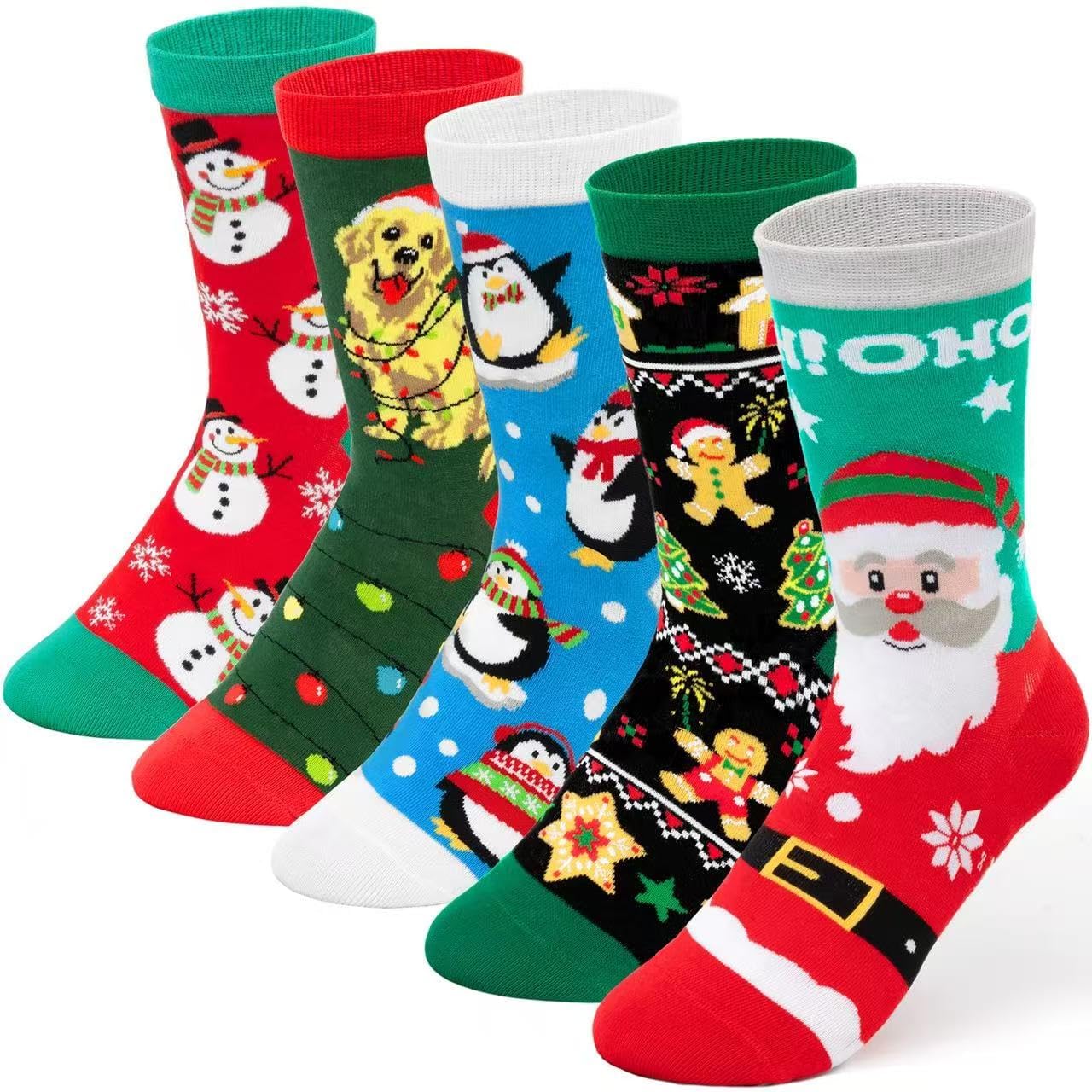 Kids Novelty Christmas Socks 5 Pack - Boys Girls Funny Stocking - Holiday Gift Set for Son Daughter Nephew Niece