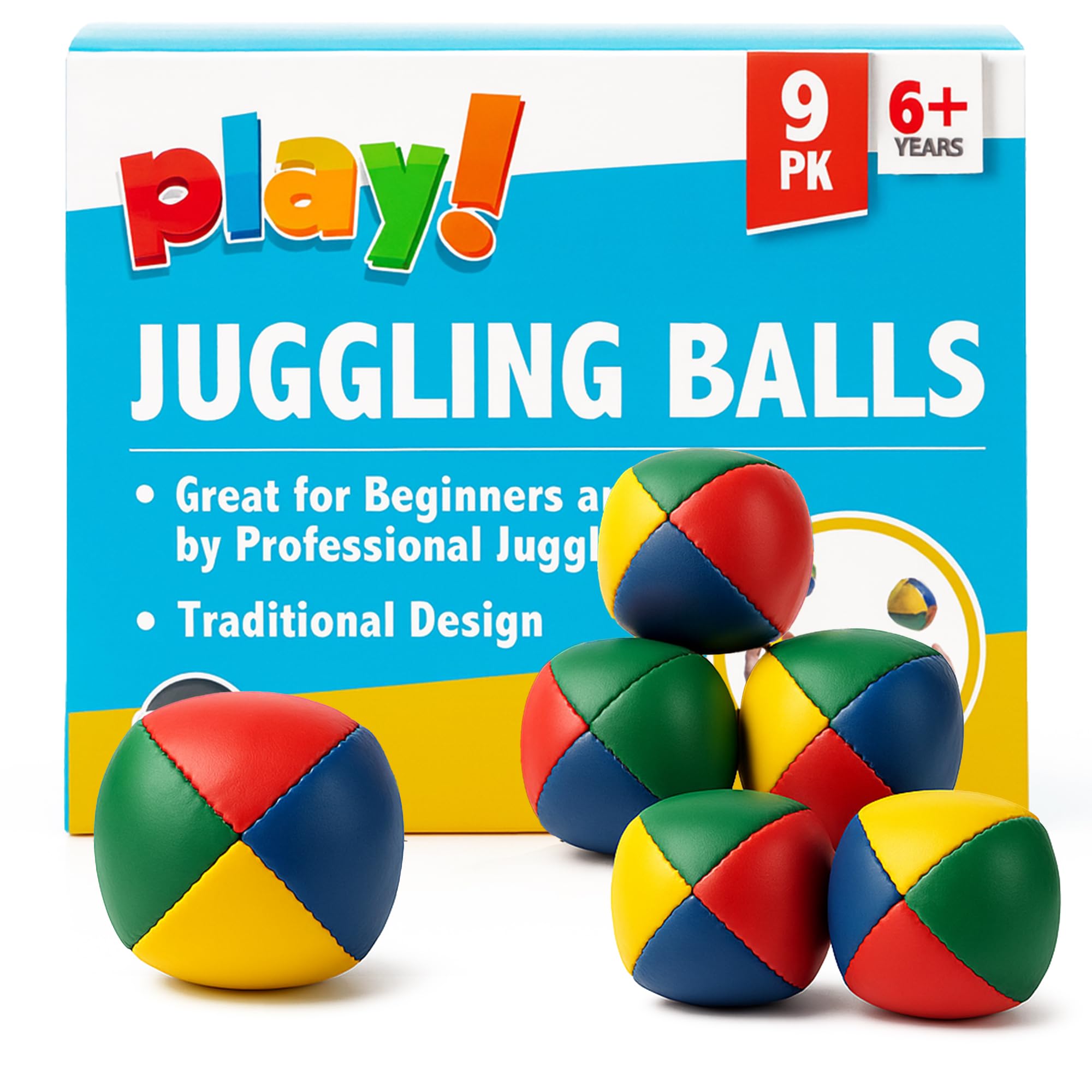 SOL 9pk Circus Juggling Balls, 5cm Durable and Safe Fun Toys for Kids and Adults, Great Gift, Perfect Size for Learning to Master Juggle Skills