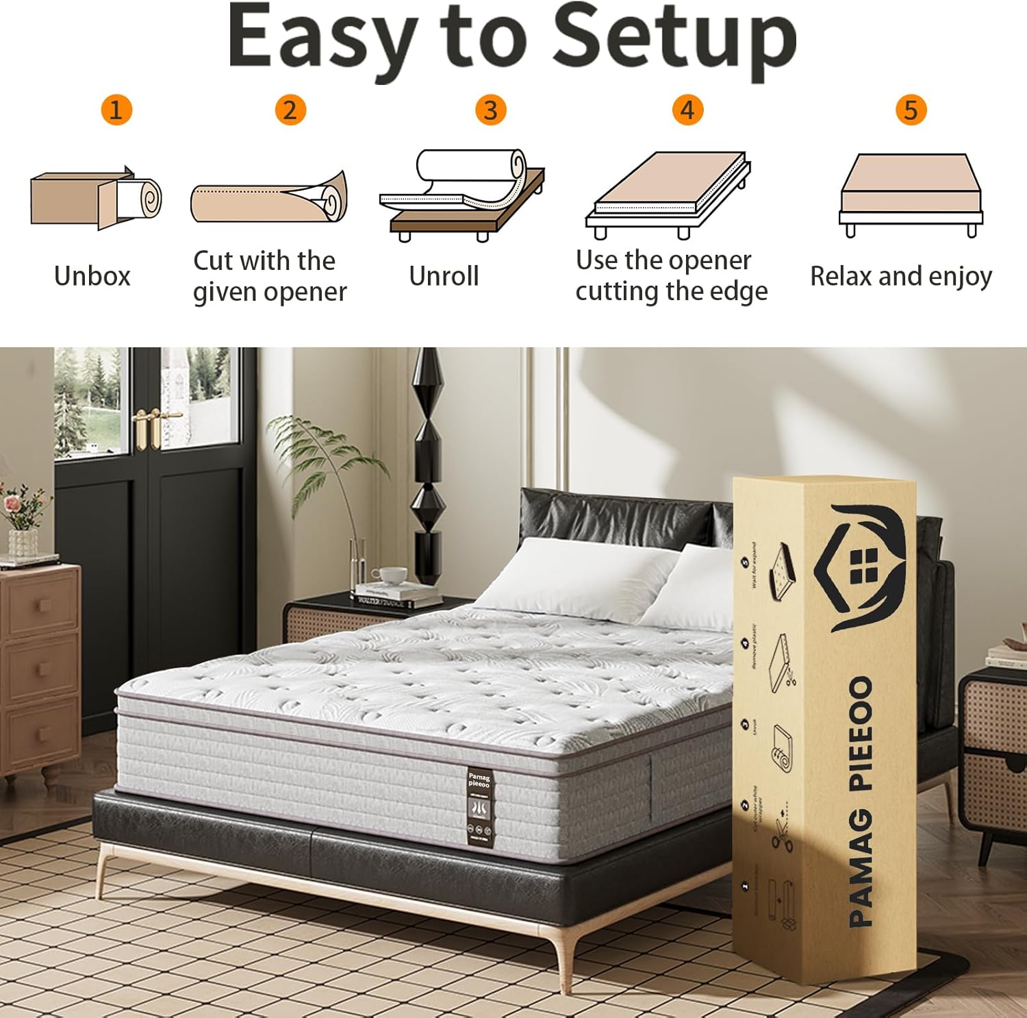 Twin XL Mattress 14 Inch, Gel Memory Foam Mattresses, Hybrid Mattress in a Box with Pocket Spring, Soft & Comfortable Medium Firm Mattresses, Motion Isolation, CertiPUR-US Certified