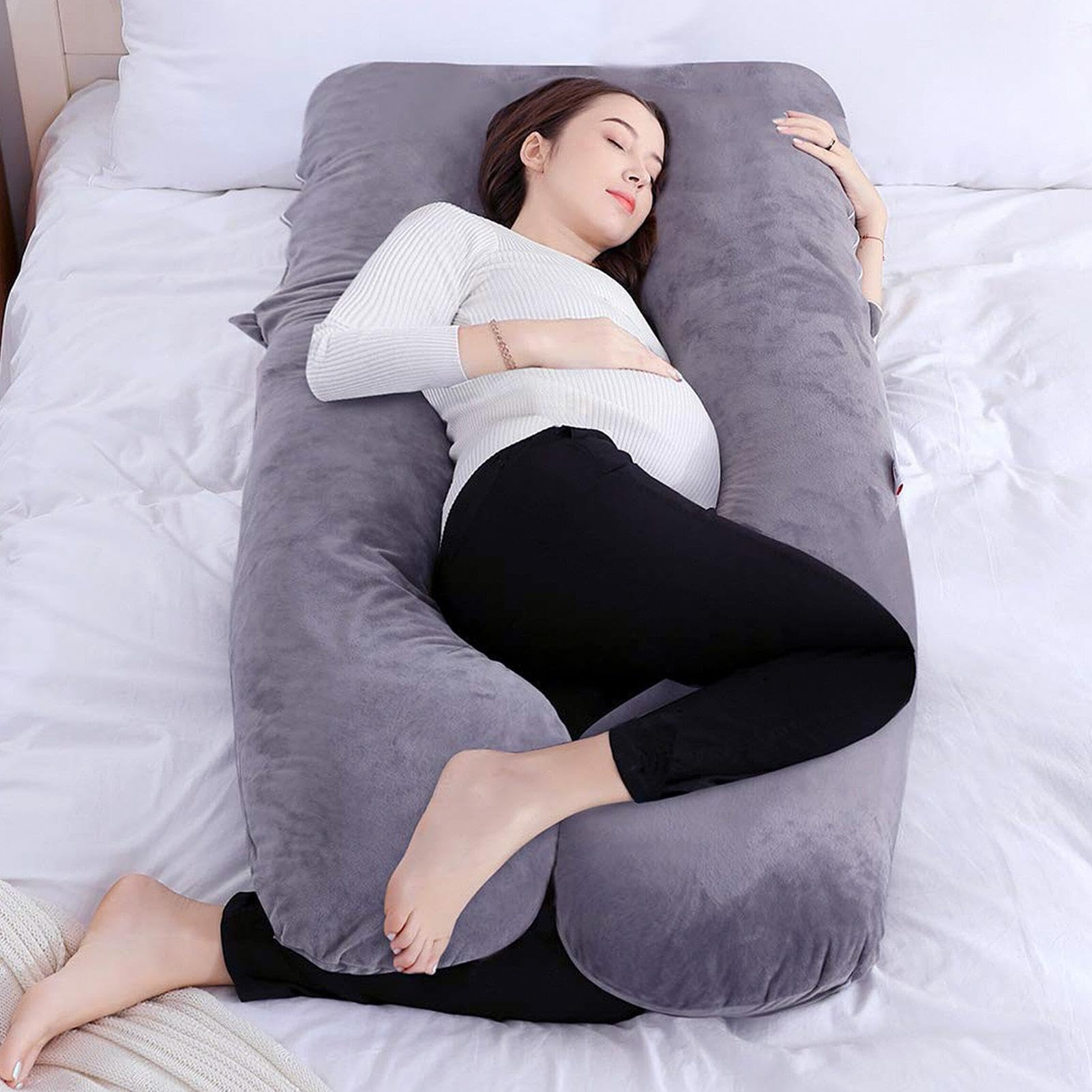 Almohada para Todo el Cuerpo - Almohada para el Cuerpo Auraform | Almohada de maternidad en forma de U para quienes duermen de lado | Almohada para dormir embarazada | Almohada flexible para