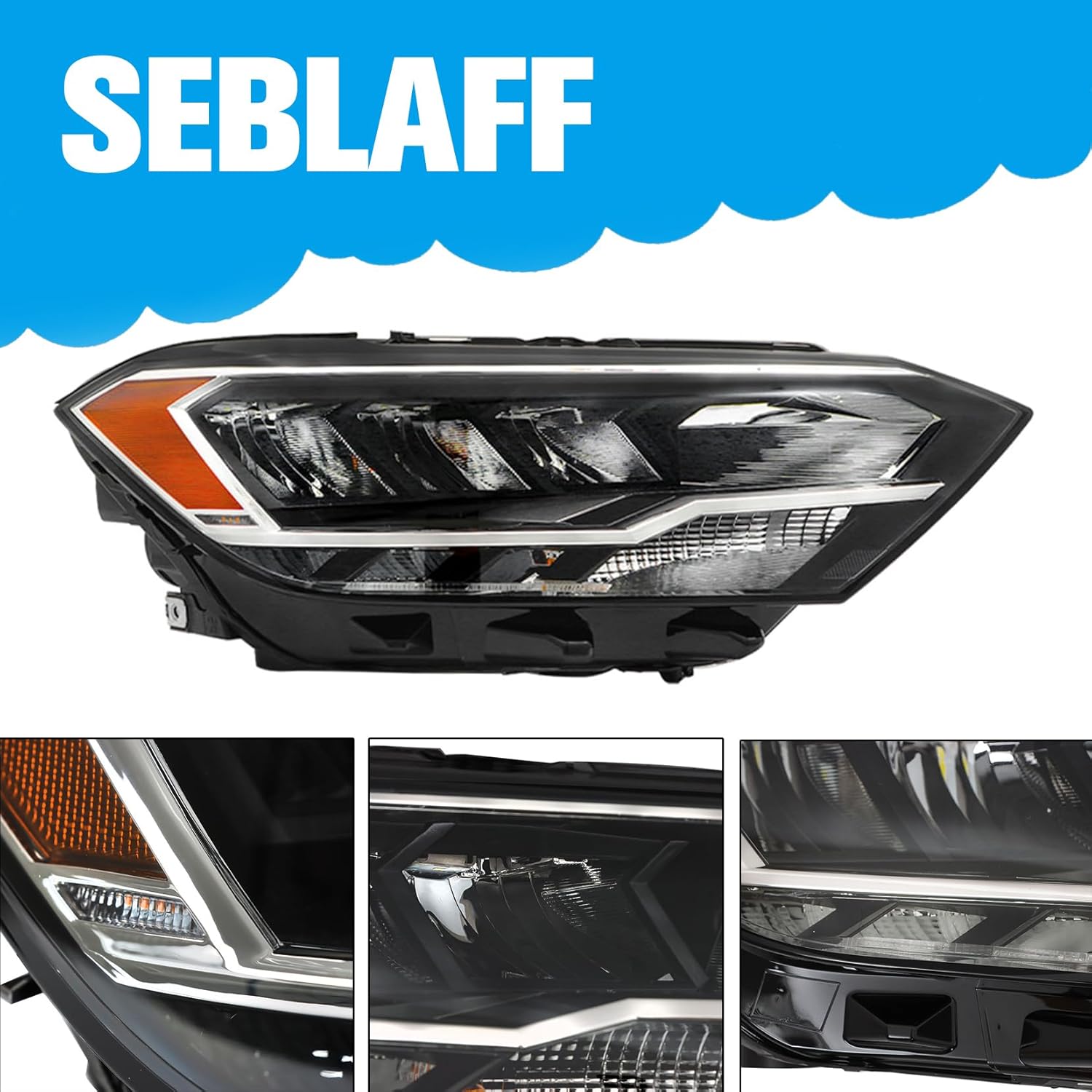 Right Headlight Assembly Passenger Side Non-Projector Headlamp Replacement for J-et-t-a 2019-2023 Replacement for VW2503174