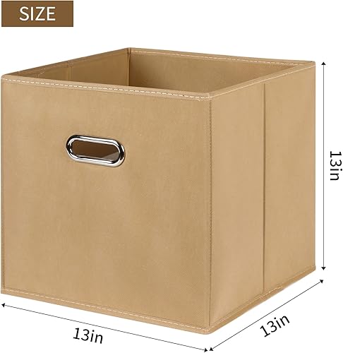 Miniatura 9 de Contenedores de almacenamiento de tela negra, cubos organizadores de 13 pulgadas, canastas organizadores de tela, canastas plegables con asas dobles