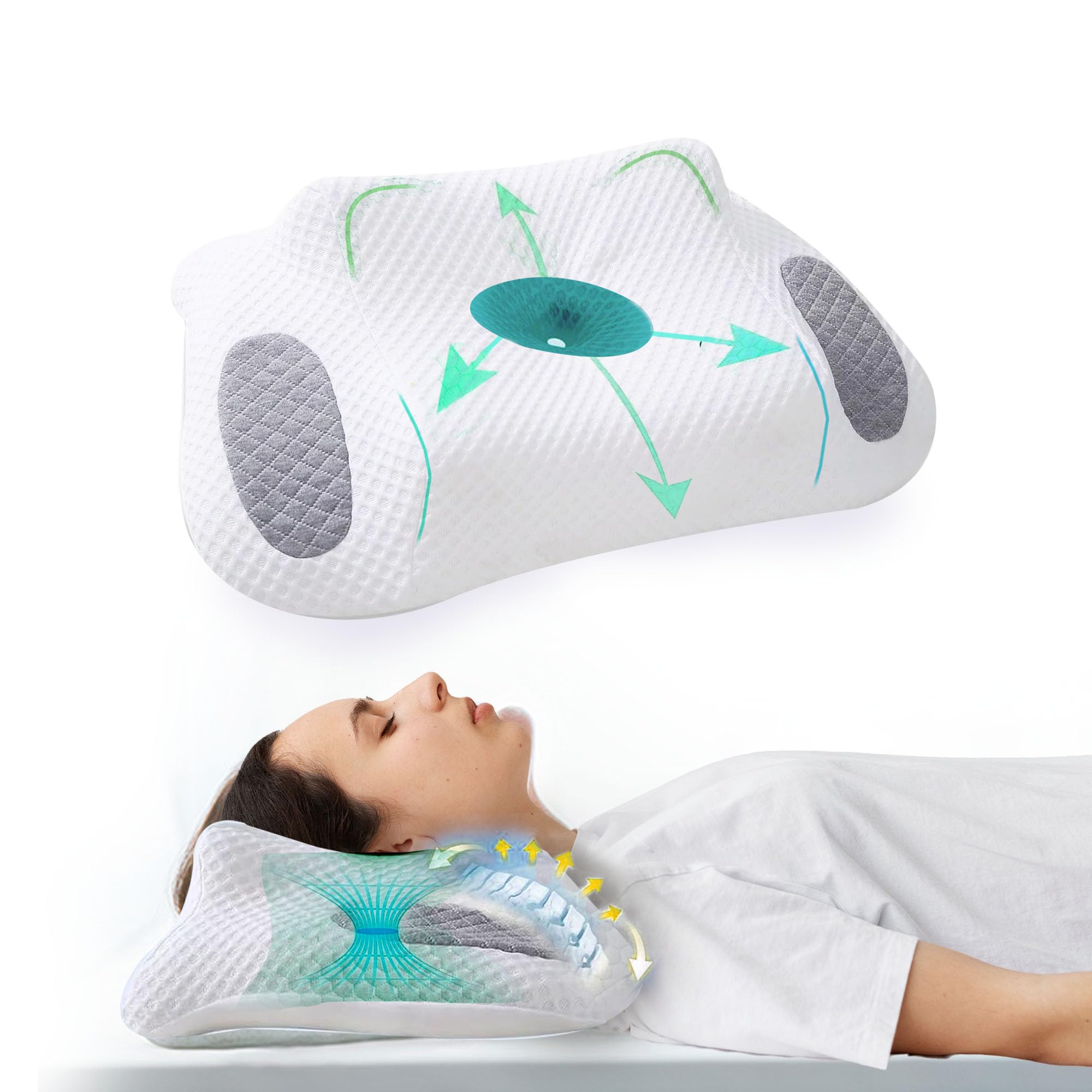 MELA Cervical Pillow for Neck Pain Relief, Adjustable Memory Foam