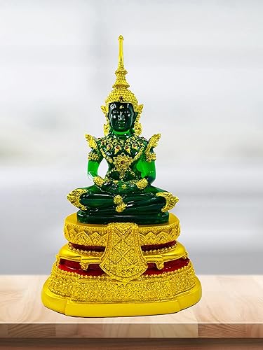 Miniatura 2 de BUDDHO Estatua de Buda de esmeralda para meditar, sentada de 11 pulgadas de alto, estatua de Buda tailandesa decoración del hogar, estatua de Buda