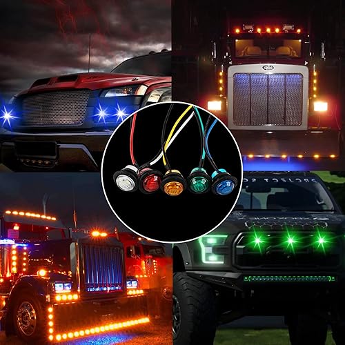 Miniatura 8 de Sidaqi 30 luces LED redondas de 34 pulgadas, color ámbar, 12 V CC, luces delanteras y traseras para señal de parada y giro, luces traseras