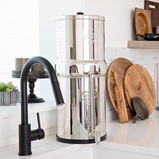 Royal Berkey Gravity-Fed Water Filter System with 2 Black Berkey Elements Plus Deluxe 10" Stainless Steel Berkey Water Vie...