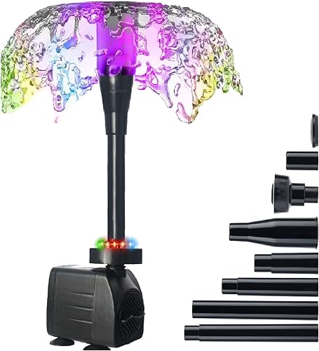 Miniatura 1 de Bomba sumergible para estanque con luz LED, bomba de agua de fuente de 15 W 256 GPH, bomba de fuentes de estanque pequeñas de 1000 LH para