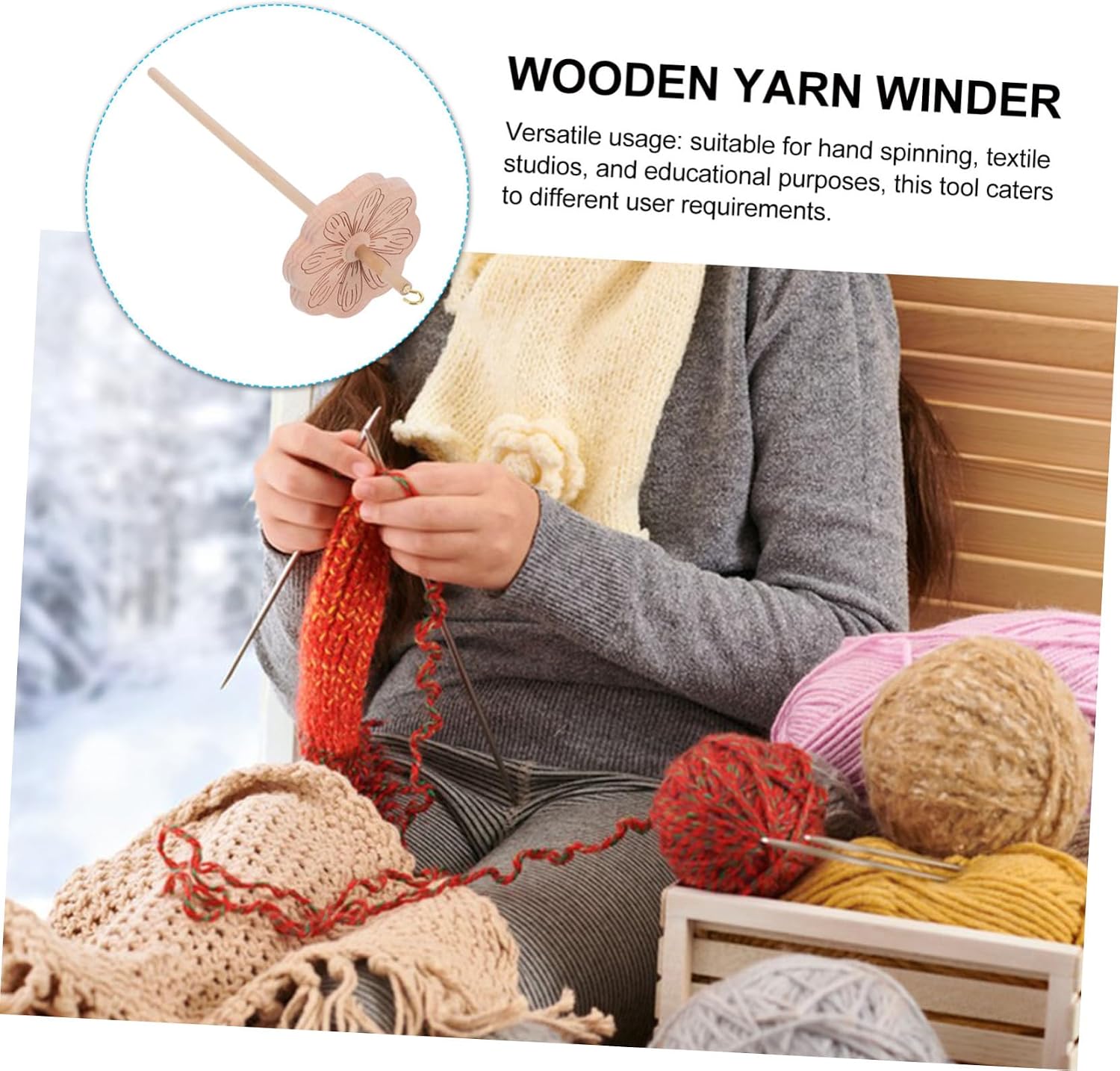 SOLUSTRE Crafting Knitting Tool Wooden Yarn Winder Spindle for Wool Spinning Wheel Part Versatile Usage for Roving Enthusiasts
