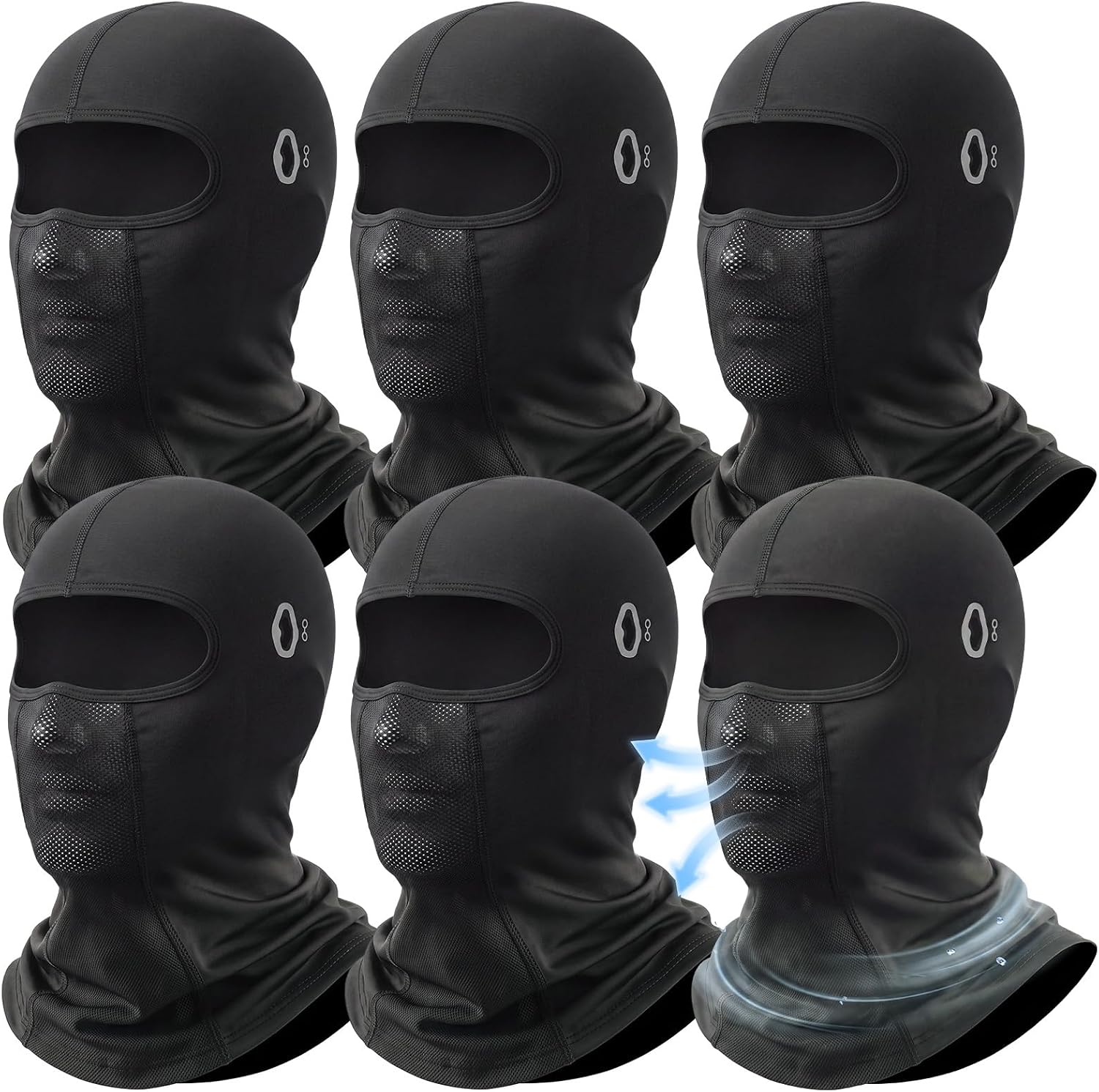 Hicarer 6 Pack Balaclava Ice Silk Face Mask for Men