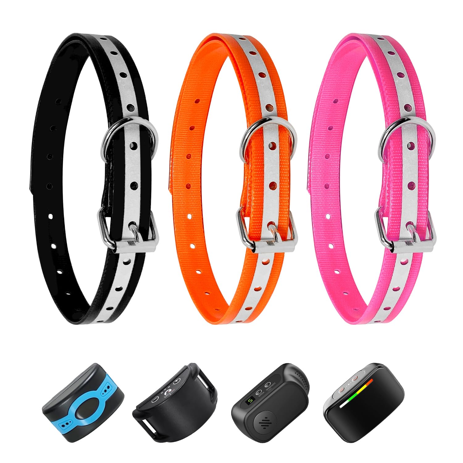 Dog Collars Strap,Reflective Replacement Collar Strap for Most of Electronic Training Collar Receivers,Collar Replacement for Barking Fence for All Varieties Small Medium Large Dogs-3 Piece