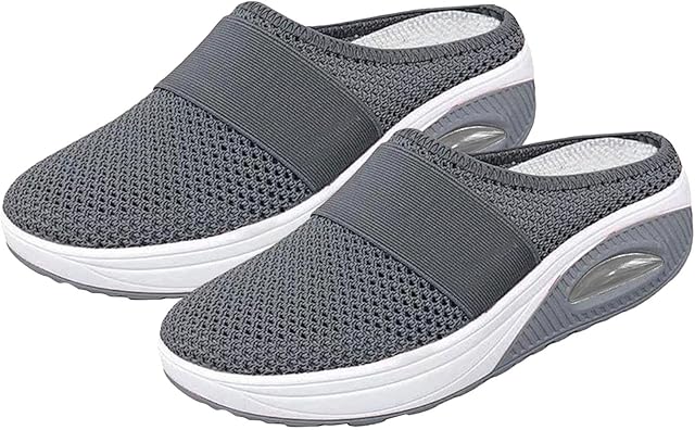 Women's Orthopedic Sneakers, Air Cushion Orthopedic Slip On Shoes, Orthopedic Walking Shoes, Orthopedic Sandals Summer Mesh Orthopedic Trainers for Women (UK 6) Gray