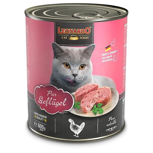 Foto 2 de 6 de Leonardo Alimento húmedo Gato Puro EN Ave 6X800GR LATAS