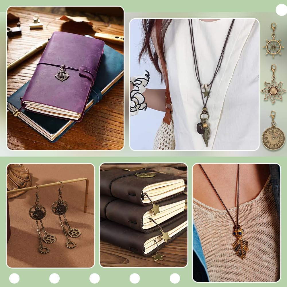 BENECREAT Traveler's Notebook Charms, Pendants with Lobster Clasps for Traveler Notebook Decoration and DIY Jewelry Making image 5