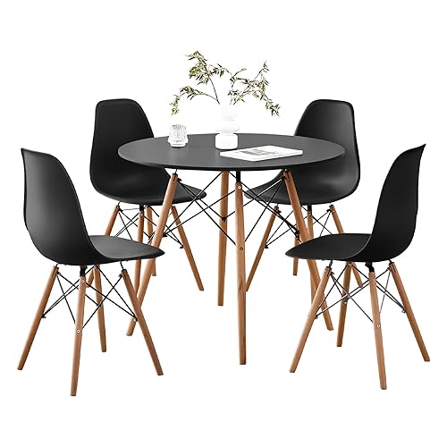 5-Piece 35.5" Round Dining Table Set, Small Kitchen Table Chairs