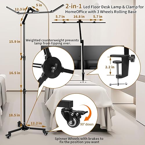 Miniatura 10 de HITTI Luz grande para esteticistas, pestañas flexibles de cuello de cisne para tecnología de pestañas, luz LED de media luna con soporte para