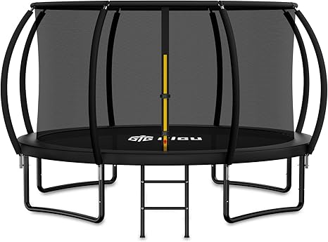 Gigu 10FT 12FT 14FT Recreational Trampolines with Enclosure Net and Ladder and Anti-Rust Coating, ASTM Approved Trampoline Outdoor for Kids and Adults Outdoor Yard Trampolines