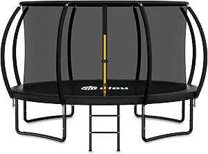 Gigu 10FT 12FT 14FT Recreational Trampolines with Enclosure Net and Ladder and Anti-Rust Coating, ASTM Approved Trampoline Outdoor for Kids and Adults Outdoor Yard Trampolines