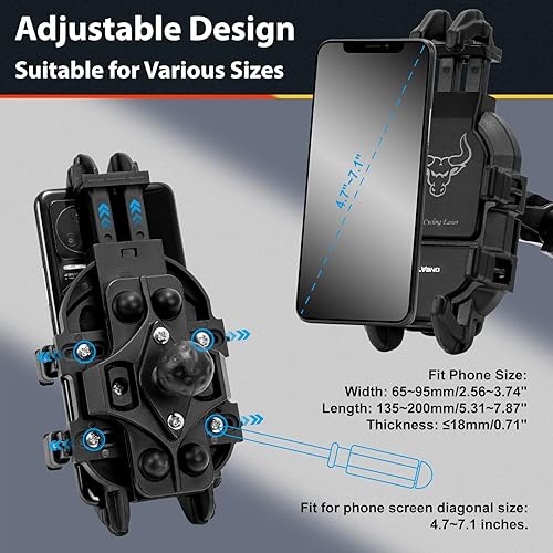Miniatura 6 de ELVANO Soporte de teléfono para motocicleta soporte de teléfono antivibración con amortiguador de vibraciones para teléfono inteligente de 4.7-7.2