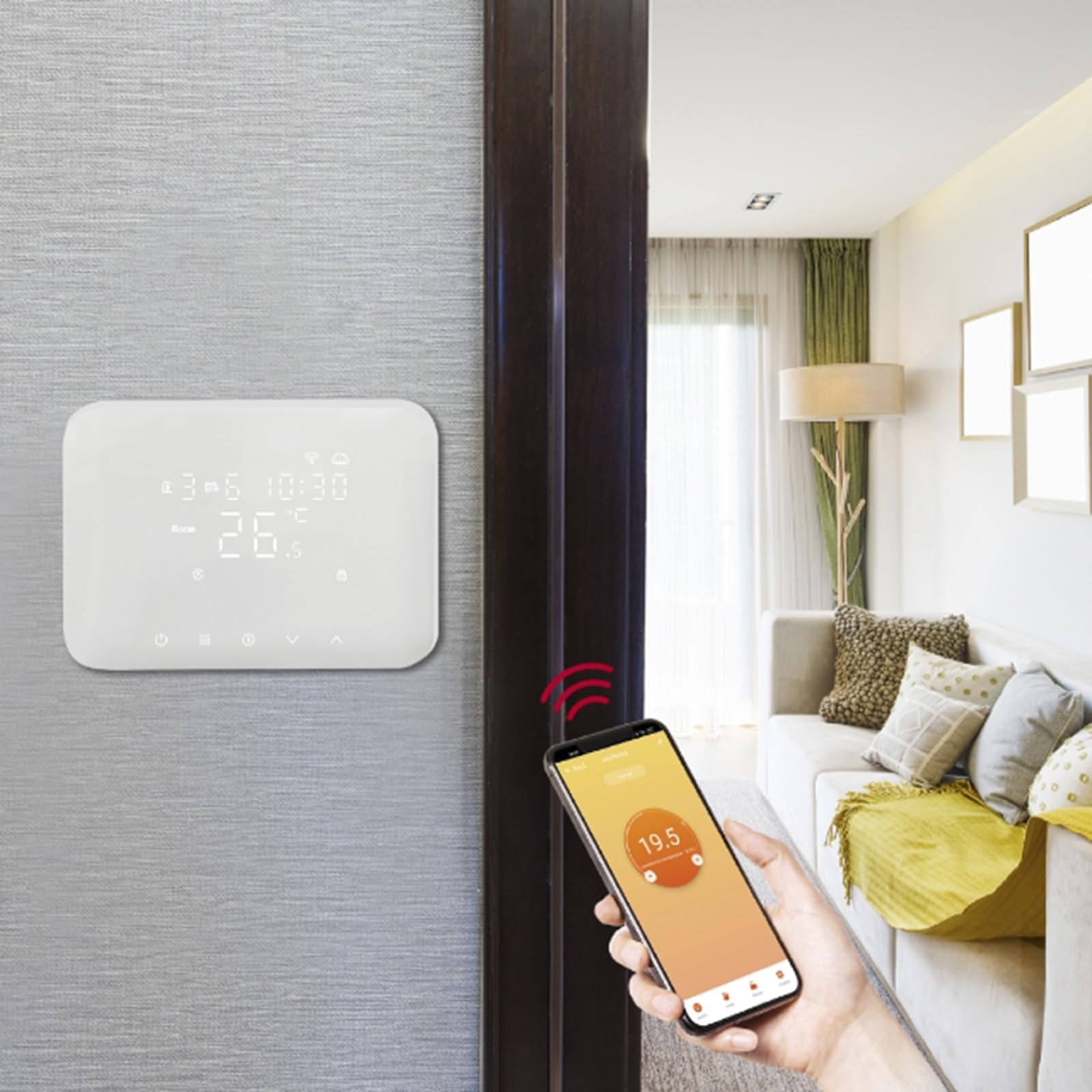 HEYTHERMO+ - CRONOTERMOSTATO WI-FI SOFT TOUCH 230V BIANCO - ideale per scatola 503