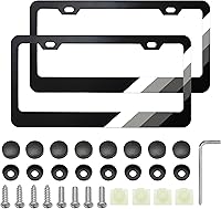 Vista 11 de YOSRTER 2 marcos de matrícula de aluminio para accesorios Dodge, marco de cubierta de matrícula, cubierta de matrícula mate, decoración delantera