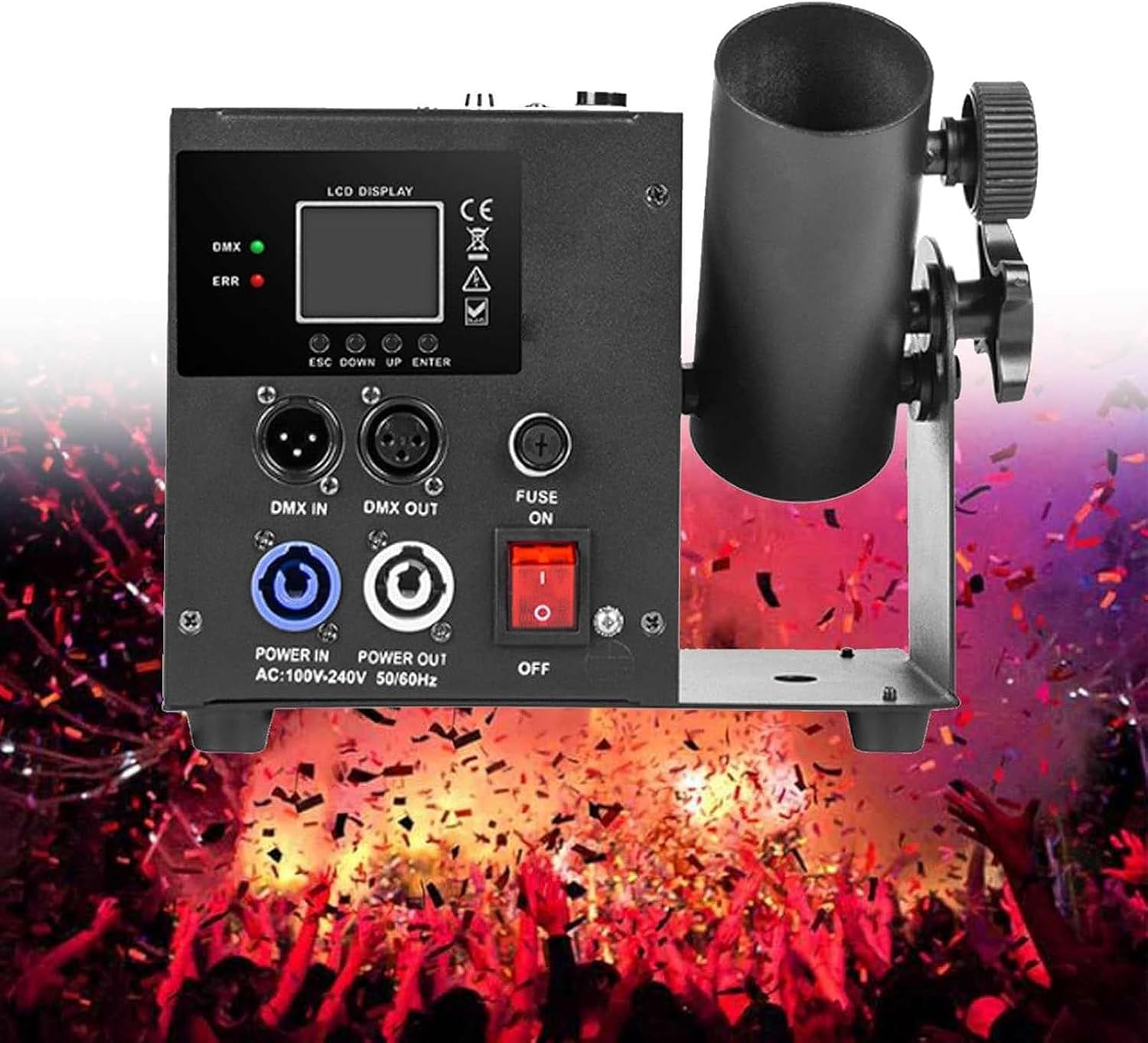 1/2-Head Confetti Machine, Electric Confetti Launcher with DMX512 & Remote Control, Digital Confetti Cannon Shooter for DJ Party Nightclub Wedding Stage Concert Event Show,Singlehead