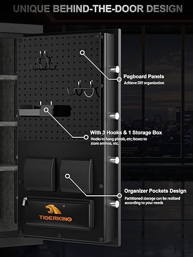 Miniatura 3 de TIGERKING Caja fuerte ignífuga e impermeable de 8.78 pies cúbicos con cerradura digital, puerta de tablero de clavijas de bricolaje, caja fuerte de