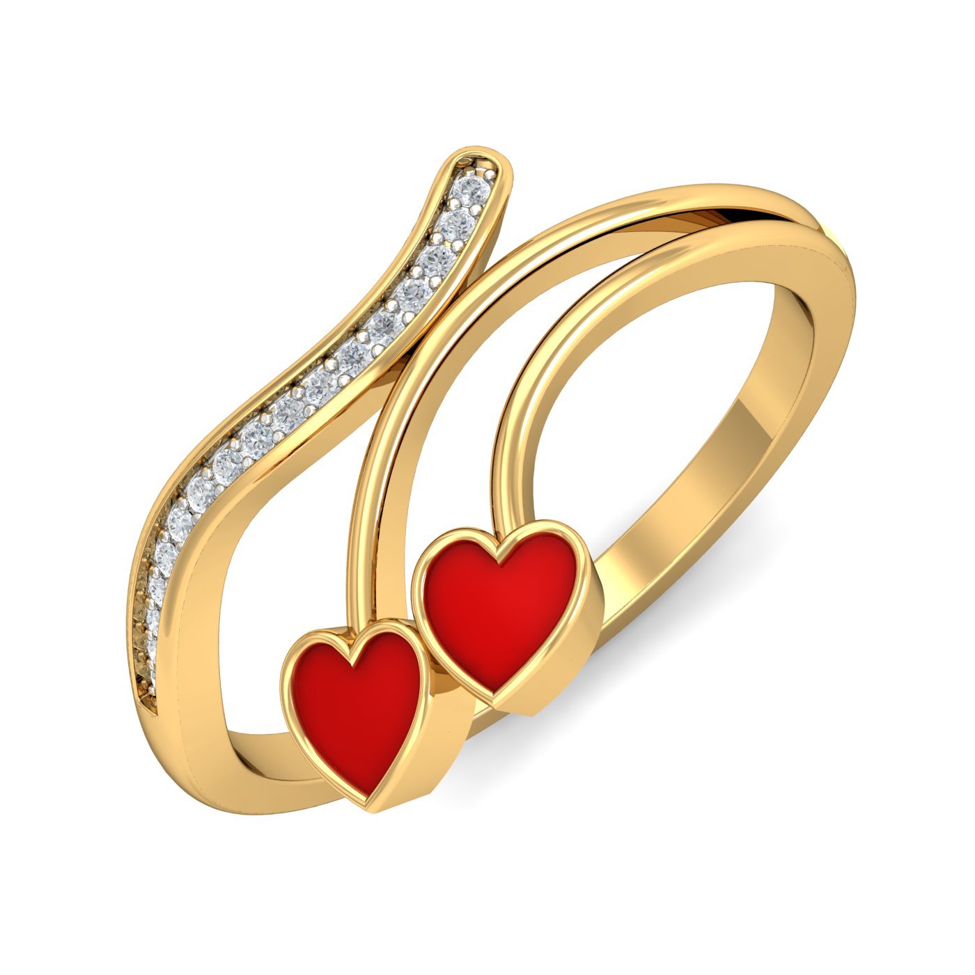18KT Yellow Gold Linda Heart Enamel Ring for Women-image-24