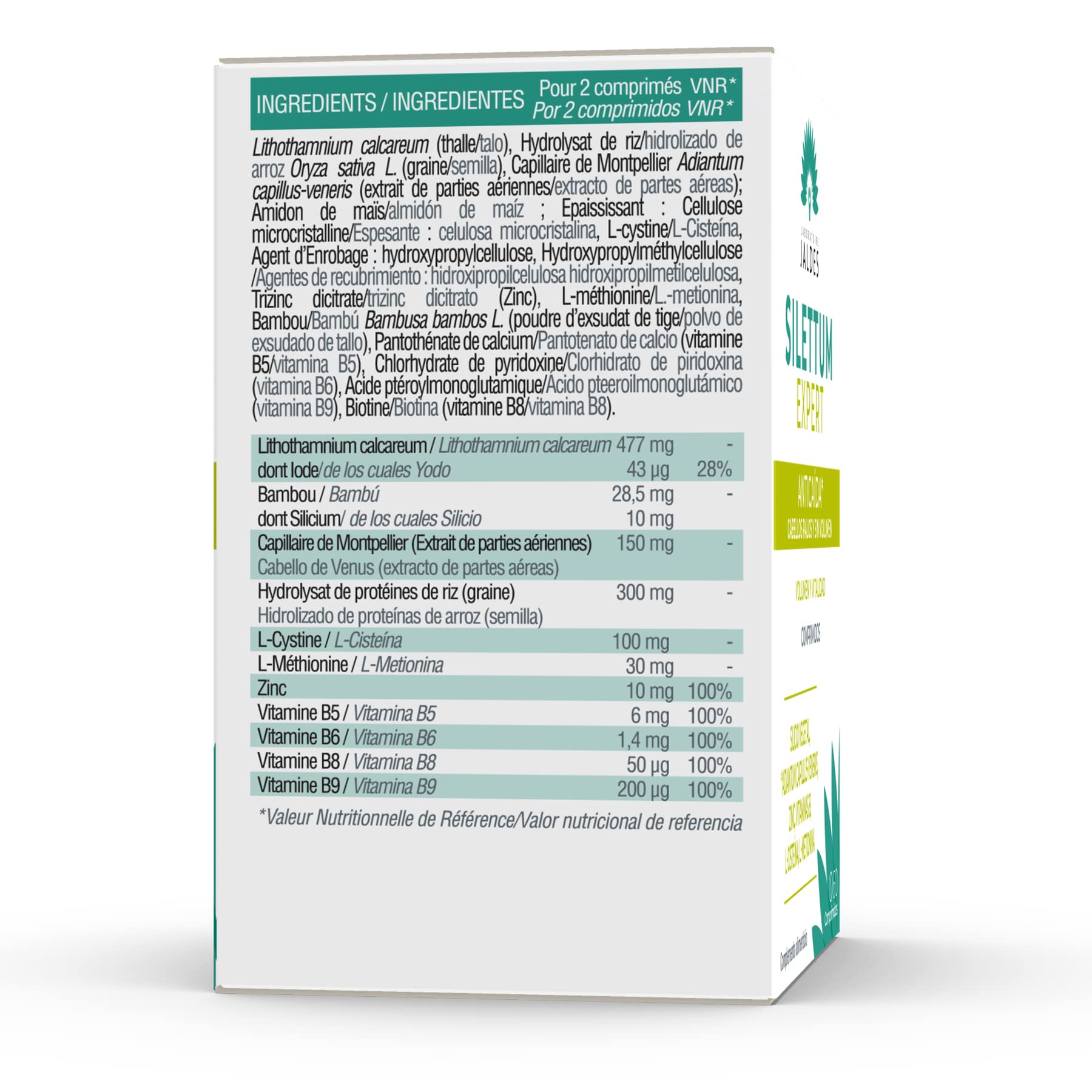 Silettum Expert Anti-Chute Lot 2+1 mois Offert (180 Comprimés) | Freine la chute de cheveux | Pour les cheveux clairsemés et sans volume | Laboratoire Jaldes