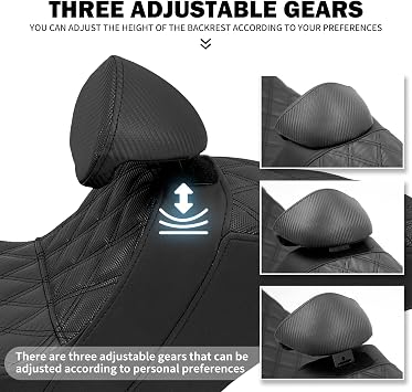 One-Piece Driver Passenger Seat Motorcycle 2-up Seat With Driver Backrest Cushion Pad Fit for Harley Touring Electra Glide Road King Road Glide Street Glide 2009-2023 (Black Stitching)